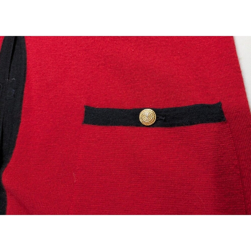 Talbots Sweater Jacket Blazer Red With Black Trim Gold Buttons V-neck XL - Picture 5 of 7